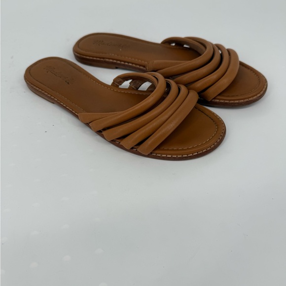 Madewell The Addie Leather Slide Sandals Tan Brown Size 8 Boho Summer Beach - Picture 3 of 6